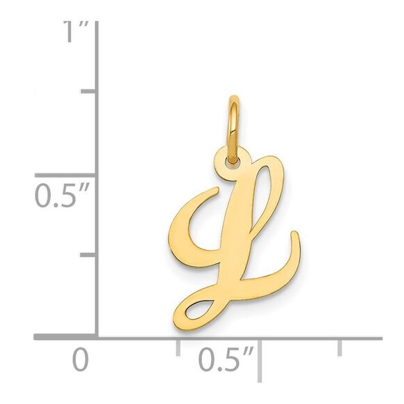 14k Yellow Gold, Ella Collection, Small Fancy Script Initial L Pendant - Picture 4 of 5